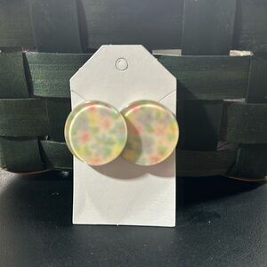 Circular Floral Confetti Design Earrings